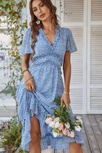 Load image into Gallery viewer, Leopard Frill Trim Flutter Sleeve Dress
