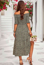 Load image into Gallery viewer, Printed Off-Shoulder Half Sleeve Midi Dress
