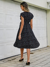Load image into Gallery viewer, Multicolored Polka Dot Button Detail Tied Dress
