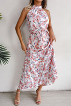 Load image into Gallery viewer, Floral Tie Waist Backless Maxi Dress
