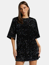 Load image into Gallery viewer, Sequin Tie Back Half Sleeve Mini Dress
