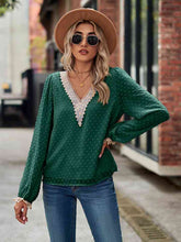 Load image into Gallery viewer, Swiss Dot V-Neck Long Sleeve Blouse
