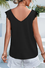 Load image into Gallery viewer, Lace Detail Eyelash Trim V-Neck Tank
