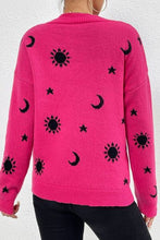 Load image into Gallery viewer, Graphic Mock Neck Dropped Shoulder Sweater
