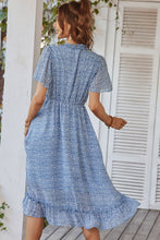 Load image into Gallery viewer, Leopard Frill Trim Flutter Sleeve Dress
