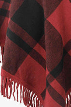 Load image into Gallery viewer, Plaid Turtleneck Fringe Hem Poncho
