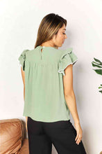 Load image into Gallery viewer, Double Take Pleated Detail Flutter Sleeve Blouse
