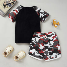 Load image into Gallery viewer, Kids HELLO GIRL Printed Raglan Sleeve Tee and Shorts Set
