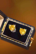 Load image into Gallery viewer, 2 Carat Yellow Heart Moissanite Platinum-Plated Earrings
