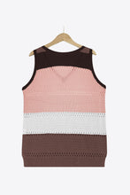 Load image into Gallery viewer, Striped Openwork V-Neck Knit Tank
