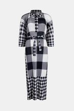 Load image into Gallery viewer, Plaid Accordion Pleated Tie Waist Collared Dress
