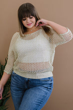 Load image into Gallery viewer, GeeGee Gracefully Golden Full Size Run Openwork Sweater
