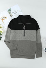 Load image into Gallery viewer, Color Block Half-Zip Collared Sweatshirt
