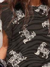 Load image into Gallery viewer, Ruffled Animal Print Round Neck Blouse
