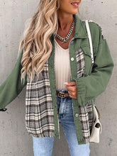Load image into Gallery viewer, Plaid Button Up Dropped Shoulder Jacket
