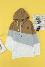 Load image into Gallery viewer, Full Size Range Color Block Cowl Neck Hoodie
