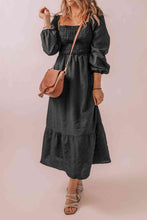 Load image into Gallery viewer, Square Neck Smocked Long Sleeve Dress

