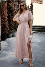 Load image into Gallery viewer, Floral Print V-Neck Smocked Waist High Slit Maxi Dress

