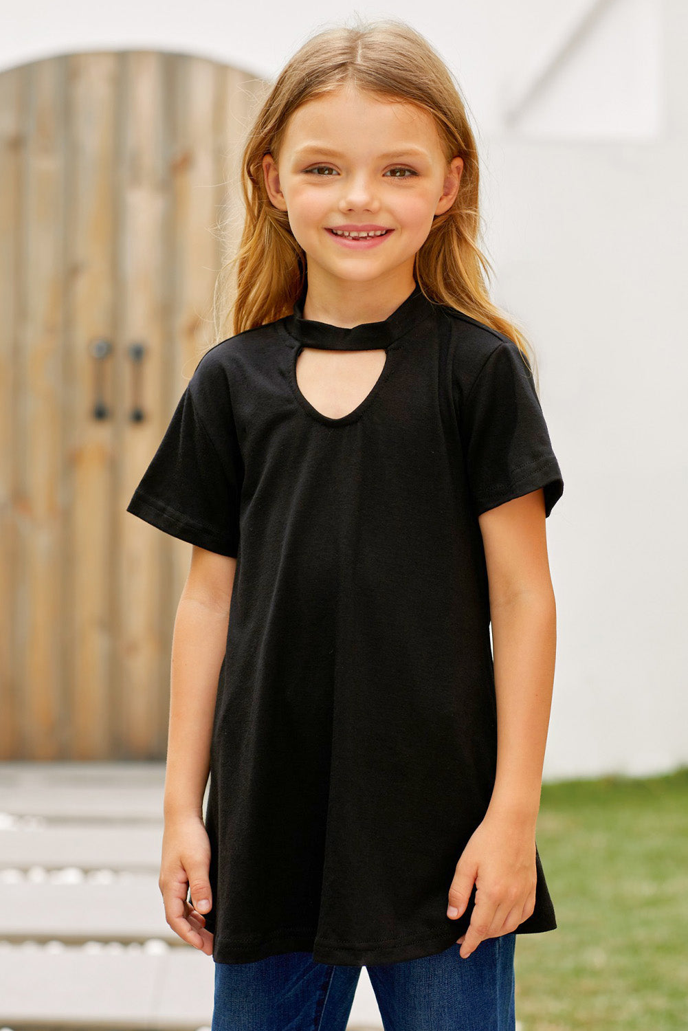 Girls Cutout Short Sleeve T-Shirt