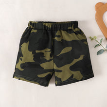 Load image into Gallery viewer, MAMA&#39;S BOY Graphic T-Shirt and Camouflage Shorts Set
