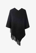 Load image into Gallery viewer, Pearl Trim V-Neck Fringe Hem Poncho
