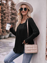 Load image into Gallery viewer, Double Take Pleated Detail Curved Hem Long Sleeve Top
