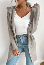 Load image into Gallery viewer, Ribbed Open Front Hooded Cardigan with Pockets
