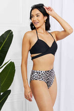 Load image into Gallery viewer, Marina West Swim Summer Splash Halter Bikini Set in Black
