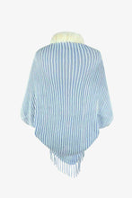 Load image into Gallery viewer, Striped Open Front Fringe Poncho
