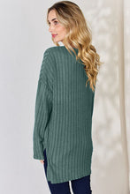 Load image into Gallery viewer, Basic Bae Full Size Ribbed Half Button Long Sleeve High-Low T-Shirt
