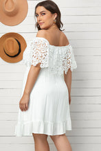 Load image into Gallery viewer, Plus Size Tassel Tie Spliced Lace Off-Shoulder Dress
