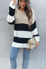 Load image into Gallery viewer, Color Block Striped Long Sleeve Sweater
