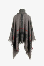 Load image into Gallery viewer, Plaid Turtleneck Raw Hem Poncho
