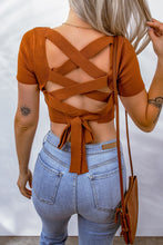 Load image into Gallery viewer, Lace-Up Square Neck Crop Top

