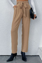 Load image into Gallery viewer, Belted Straight Leg Pants with Pockets
