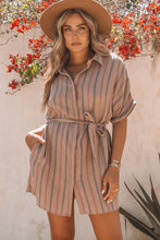 Load image into Gallery viewer, Striped Tie-Waist Shirt Dress with Pockets
