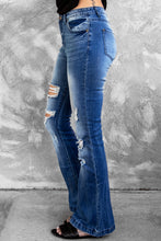 Load image into Gallery viewer, Distressed Flare Leg Jeans with Pockets
