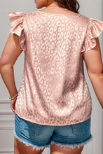 Load image into Gallery viewer, Plus Size Ruffled Leopard Round Neck Blouse
