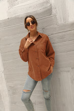 Load image into Gallery viewer, Button Front Drop Shoulder Corduroy Blouse
