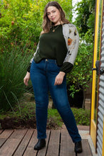 Load image into Gallery viewer, Plus Size Floral Waffle-Knit Round Neck Blouse

