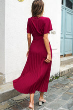 Load image into Gallery viewer, Flutter Sleeve Belted Surplice Midi Dress
