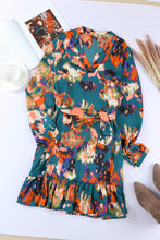 Load image into Gallery viewer, Abstract Print Belted Ruffle Hem Dress
