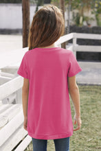 Load image into Gallery viewer, Girls Buttoned Tulip Hem T-Shirt
