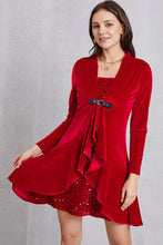 Load image into Gallery viewer, Sequin Ruffle Hem Long Sleeve Mini Dress
