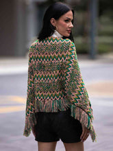 Load image into Gallery viewer, Fringe Hem Boat Neck Poncho
