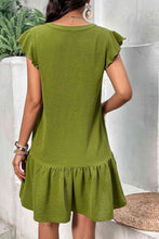 Load image into Gallery viewer, Buttoned Notched Neck Flutter Sleeve Dress
