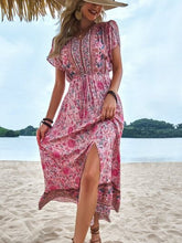 Load image into Gallery viewer, Floral Slit V-Neck Maxi Dress
