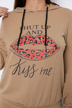 Load image into Gallery viewer, SHUT UP AND KISS ME Lip Graphic Hooded Top and Drawstring Pants Set
