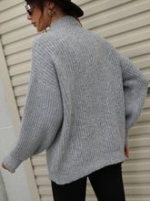 Load image into Gallery viewer, High Neck Balloon Sleeve Rib-Knit Pullover Sweater
