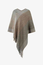 Load image into Gallery viewer, Color Block Fringe Hem Poncho
